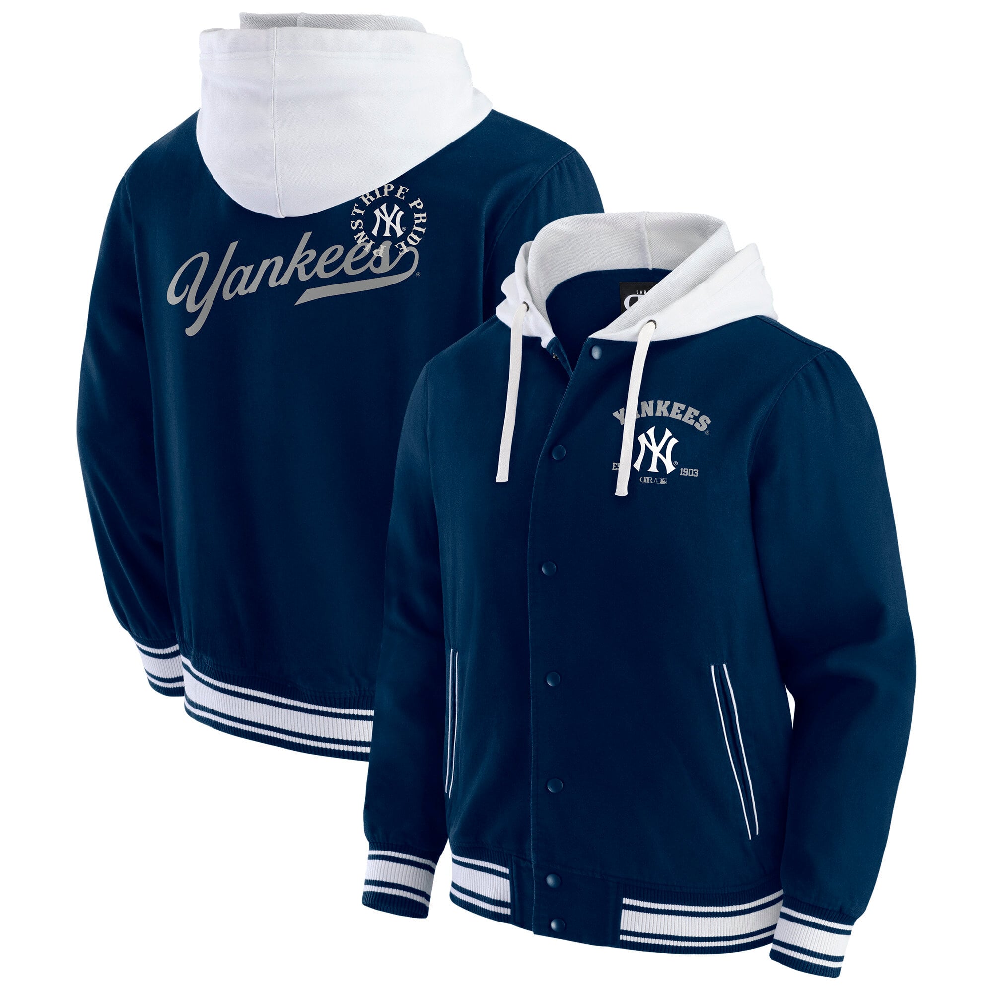 Veste à capuche boutons-pression pour homme Darius Rucker Collection by Fanatics bleu marine des Yankees de New York